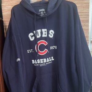 Stitches Navy Blue Chicago Cubs Crewneck Sweatshirt with Red Logo